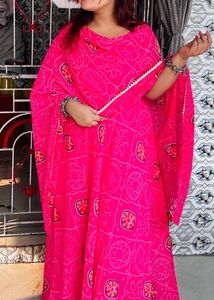 Elegant Pink Printed Anarkali Kurta