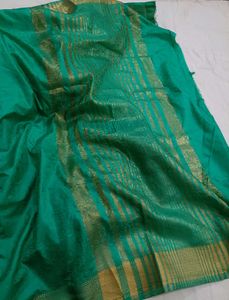 Green Banarasi Saree with free matching earrings