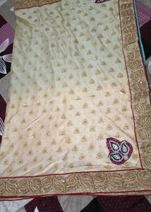 Party Wear Saree With Stiched Blouse