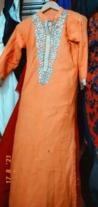 sale ORANGE worked kurti Small size