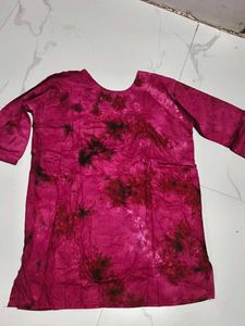 Pink Embroidered short kurti