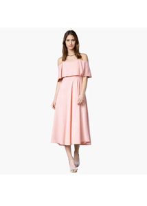 Pink Off-Shoulder Maxi Dress