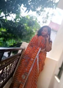 Beautiful Coral Georgette Saree