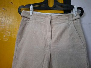 Women&#39;s Biege Velvet Trousers