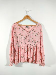 Pink Floral Peplum Top