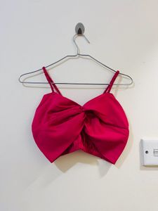Pink Bow Crop Top