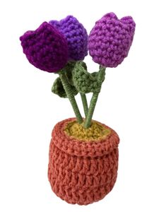Handmade Tulip Buds Crochet Flower Pot