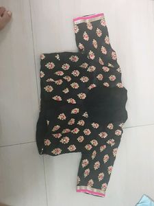 Black Raw Silk Embroidered Blouse