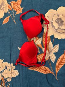Red ClipOn Padded Pushup Bra