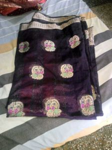 Purple Colour Saree 2 Ya 3 Time Wear Only