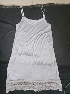 Lavender Satin Lace Trimmed Spaghetti Strap