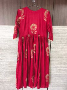 Aachho Maroon Angrakha Bandhej Suit Set XL