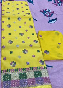 Haldi Look Multicolour Thread Lightly Stone Full