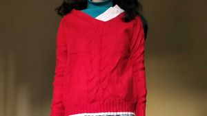 red With White Strip Pure Cotton Sweater