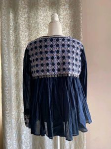 Boho Embroidered Open Blouse With Two Hooks