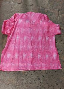 Pink Heavy Embroidery Short Kurta