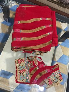 Heavy Red Sari With Blouse
