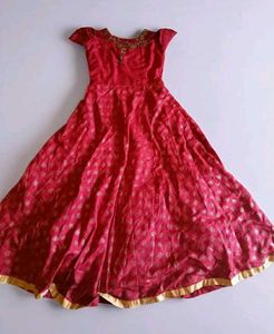 Red Ethnic Gown With Dupatta
