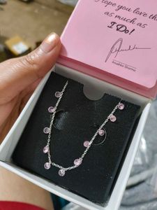 Giva Pink Stone Silver Queens Necklace