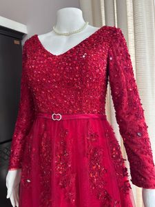 Luxury Sequined Red Gown