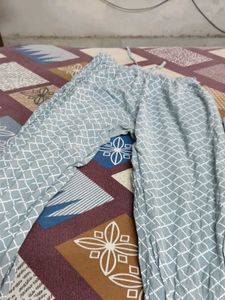 Embroidered Light Blue Kurti and pant set