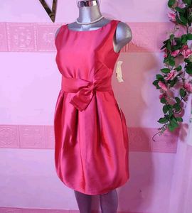 Pink Bow Waist Cocktail Dress