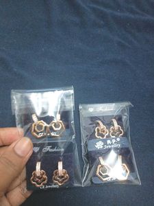 Geometric &amp; Flowe Drop AD Earrings