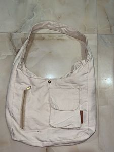 Canvas Hobo Bag with Pockets