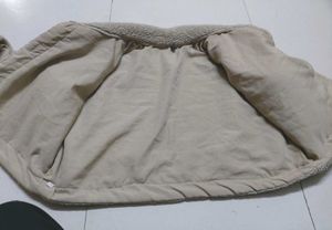 Beige Fleece Button-Up Jacket