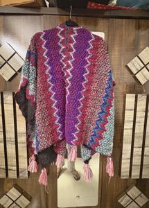 Bohemian Knitted Poncho with Tassels