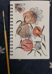 5 Small Paintings With 4 Old Vintage Papers