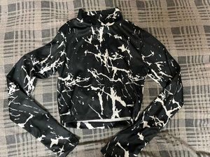 Marble Print Long Sleeve Top