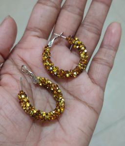 Golden Crystal Hoops🆕