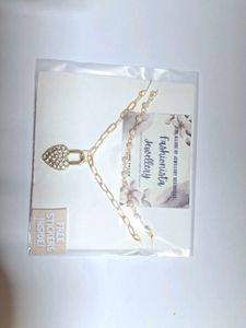 Anti Tarnish Golden Double Layered Heart Necklace
