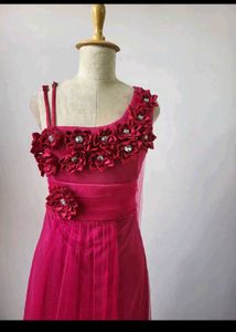 Elegant Pink Floral Evening Gown