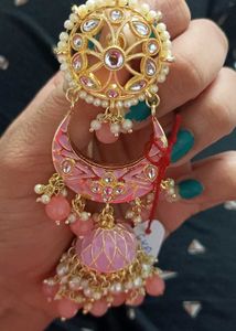 Pink Kundan Jhumka Earrings💗