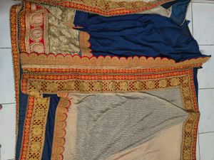 a beautiful navy blue saree
