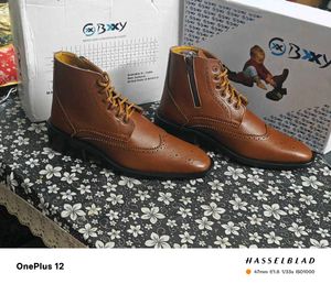 Height Increasing COWBOY Ankle Zipper Brogue Boots