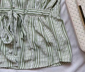 Chic Striped Peplum Shirt – Elegant &amp; Comfortable