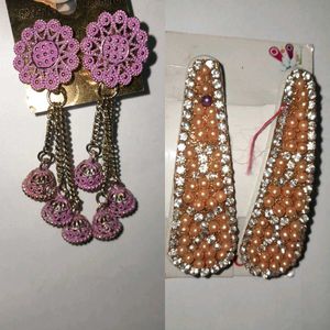 Combo Of Earrings And Hairclip