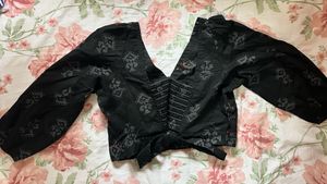 Black Patterned Blouse - Size M