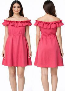 🌸 Elegant Off-Shoulder Ruffle Dress – Trendy & Co