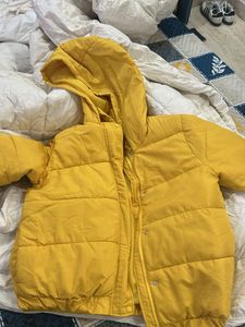 Yellow Hooded Puffer Jacket