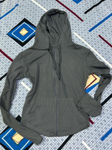 Gray Zip-Up Workout Hoodie