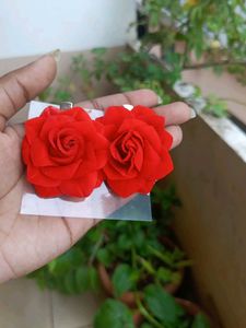 Red Rose Hair Clips