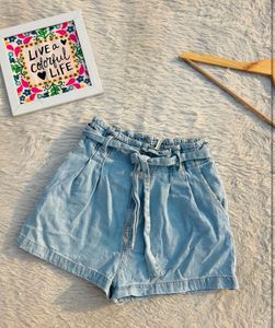 Paperbag Denim Shorts
