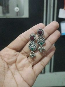 Oxidized Silver Drop Earrings