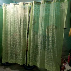 Like New Parrot Green Net Curtains Set Of 2