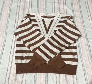 Striped Brown & White Sweater
