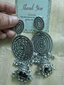 Boho Jhumka Earrings - Silver